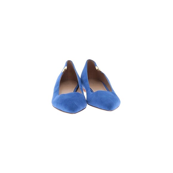 TORY BURCH Solid Blue Suede Leather Flats Gold Side Logo - US 7 - Picture 3 of 11